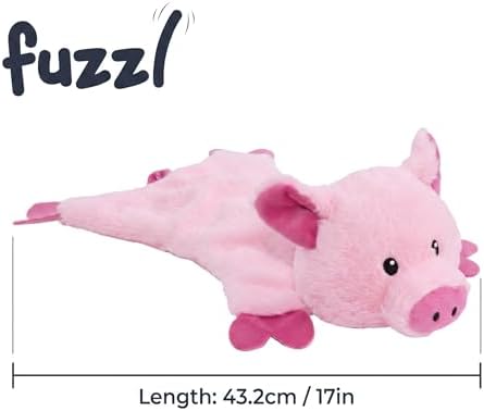 Fuzzl Pickles Pig Crinkle & Squeak Dog Toy – No Mess Minimal Stuffing Plush Puppy Toy – Interactive Soft Dog Squeaky Toy for Small to Medium Dogs – Durable Shaking, Tossing & Cuddling Toy