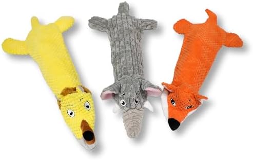 Dog Toys, Squeaky Plush No Stuffing Crinkle Dog Toy for Small Medium Large Dogs, Interactive Puppy Teething Water Bottle Dog Chew Toy (3 Pack)