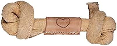 HuggleHounds Huggle-Hide Knotted Bone - Leather Dog Toys for Aggressive Chewers, Interactive leather toy for Small or Large Dog Breeds, Tough & Durable Chew Toy - Leather Bone, Large