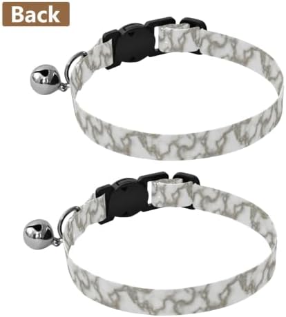 Marble White Lightweight Small Dog Collar, 2 Pack Cat Collar with Bell