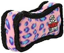 TUFFY - World's Tuffest Soft Dog Toy - Junior Bone -Squeakers -Multiple Layers. Made Durable, Strong & Tough.Interactive Play(Tug, Toss & Fetch). Machine Washable & Floats (Pink Leopard, Bone2 2 Pack)