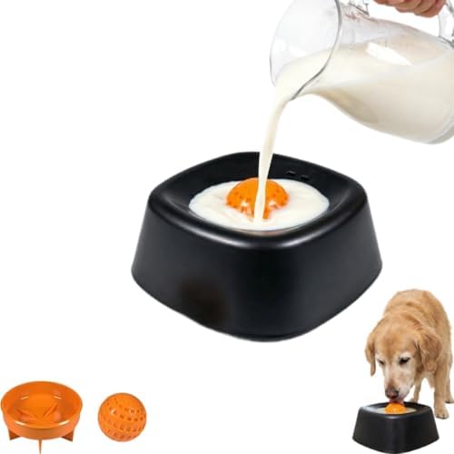 YCD-incerda Slow Feeder Lick Bowl with Rolling Ball (1, Black)