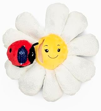 Flourish Pets 3 in 1 Multi-Layer Chew Toy for Active Dogs | Non-Toxic BPA Free Double Stitched Soft Fabric Exterior Dog Toys | Long-Lasting Dog Plush Toys - Small White Daisy 13"