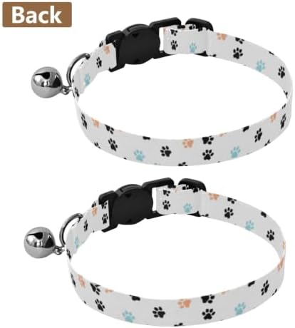Paw Prints Black Easy to Clean Pet Collars 2 Pack Soft Cat Collar