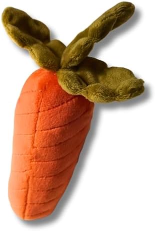 7" Squeaky Plush Toy for Puppies Small Dogs Self Etertainment Washable Soft Made [PET ONLY] (Carrot)