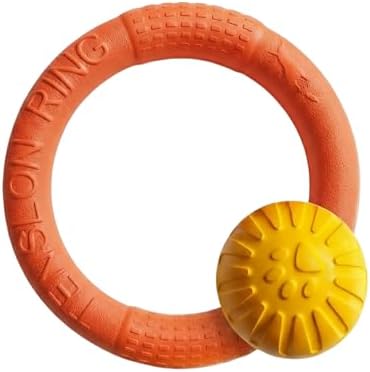Small Dog Ball with Strap, Floating EVA Interactive Toy (Orange, Small)