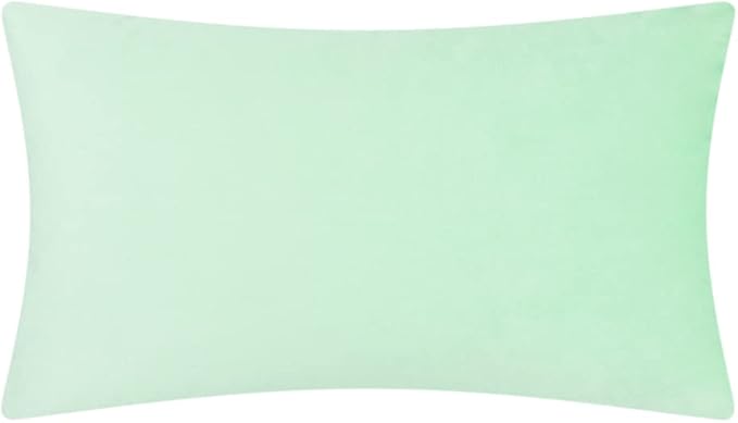 KINGROSE Luxury Solid 3D Flower Throw Pillow Cover, Mint Green, 12x20 Inch | Soft Velvet Pillowcase, Decorative Cushion Cover for Home Sofa Couch Bedroom Summer