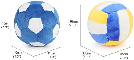 Interactive Dog Balls, 2 Pack Plush Squeaky Dog Toys Balls for Dogs, Football Volleyball Dog Toy Ball Indoor Outdoor Sports Stuffed Puppy Toy for Small Medium Dog(Football+Volleyball)