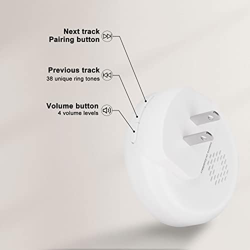 Comsmart Smart Wireless Dog Door Bell, Doggie Doorbell for Pet Potty Training Communication Go Outside Press Button with 38 Melodies 4 Volume Levels LED Flash (1 Receiver & 2 Transmitter), White