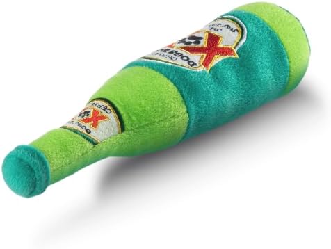 Dog Diggin Designs Dogs Equis Cerveza Plush Dog Toy | Luxury-Inspired Parody Beer Bottle Dog Toy with Squeaker, Soft Plush Novelty Dog Toy – Shaken, Not Stirred!