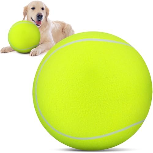 QDAN Giant Large Tennis Ball for Dogs: 9.5" Premium Balls for Dog for Outdoor Play Chasing, Big Tennis Ball Dogs Toy, Tennis Ball for Small Medium Large Dogs, Pet Ball Birthday, Yellow