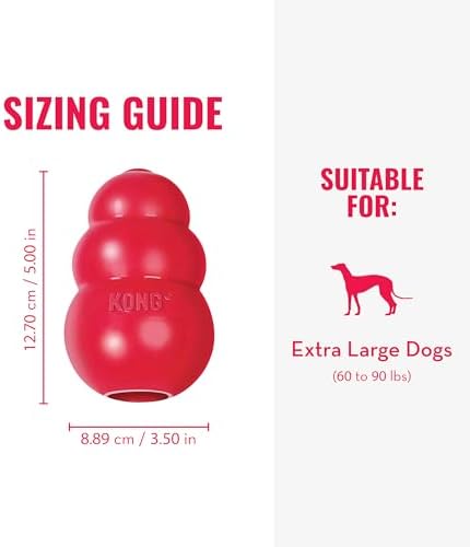 KONG Classic Stuffable Dog Toy, Natural Rubber Chew, for Extra Large Dogs | Treat-Filling Fetch & Chew Toy with Erratic Bounce, Made from KONG Durable Natural Rubber for Extended Playtime
