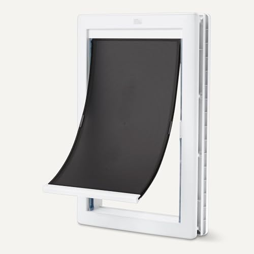 Amazon Basics Dog and Cat Door Replacement Flap, Large, 16.8" x 9.4" x 0.5", White and Grey, Compatible with B0F13F4RR8, for Interior and Exterior Doors or Wall
