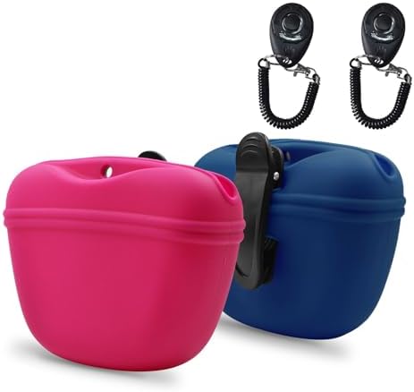 AUDWUD Silicone Dog Treat Pouch with Clicker Magnetic Closure Secure Clip