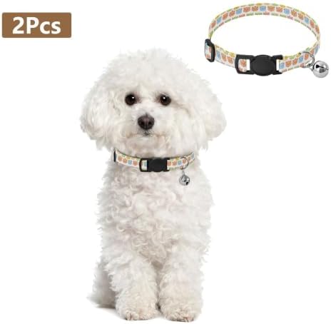 Cute Cartoon Cat Adjustable Buckle Small Dog Collar 2 Pack Pet Collars for Cats