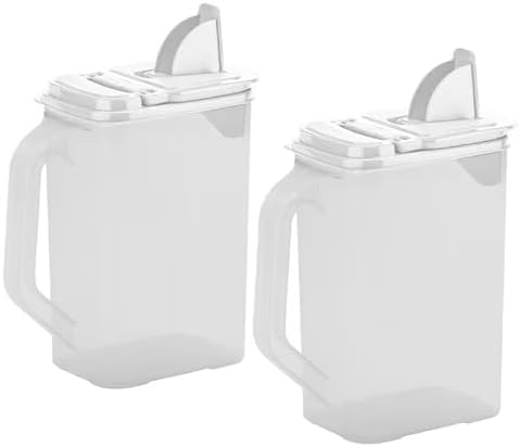 Cereal Containers Storage Set - 2 Pack 4 Quart Plastic Food Storage Containers with Lids, Airtight Flour Sugar Storage Containers & Cereal Dispenser with Pour Spout for Kitchen Pantry Organization