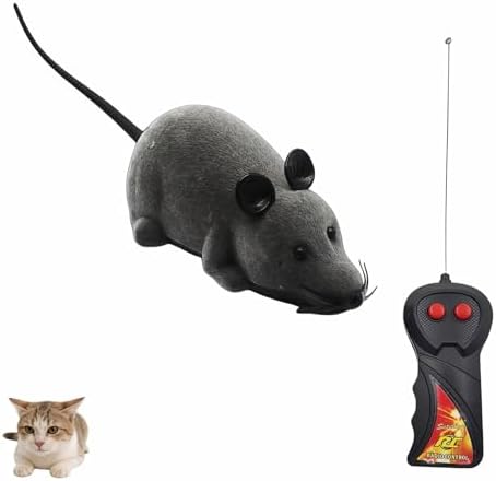 Remote Control Mouse Cat Toy, Realistic RC Interactive Pet Toy with Wireless Controller, Forward and Backward Movement, Gray Plush Electronic Mouse for Cats and Dogs, Funny Pet Teaser for Indoor Cats