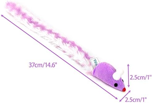 CHIWAVA 4PCS 15" Long Soft Plush Cat Toys Mice with Rattle Rustle Sound