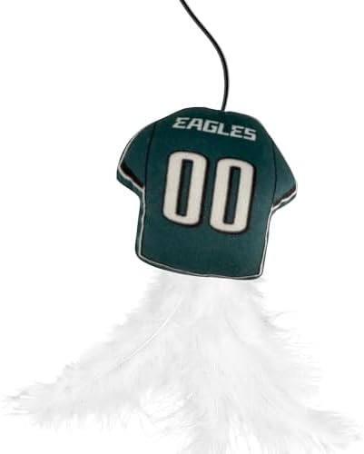 Pets First NFL Philadelphia Eagles Team Jersey Wand with CAT NIP, Cat Toy Jersey Shaped Plush Teaser Toy for Cats & Kittens - Interactive Pet Toy for Play & Exercise