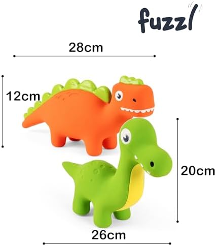 Fuzzl Rexy & Steggy Dinosaur Latex Soft Chew Toy 2 Pack - Food Grade Latex Dog and Puppy Toy