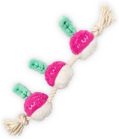 Purple Radish Dog Rope Toy, Squeaky Plush Tug for Small Medium Dogs