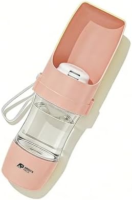 Argo's Pack 2-in-1 Portable Dog Water Bottle with Food Container, 250ml Water + 180ml Food, Foldable Bowl, Leak-Resistant Travel Dispenser for Walking & Hiking (Pink)