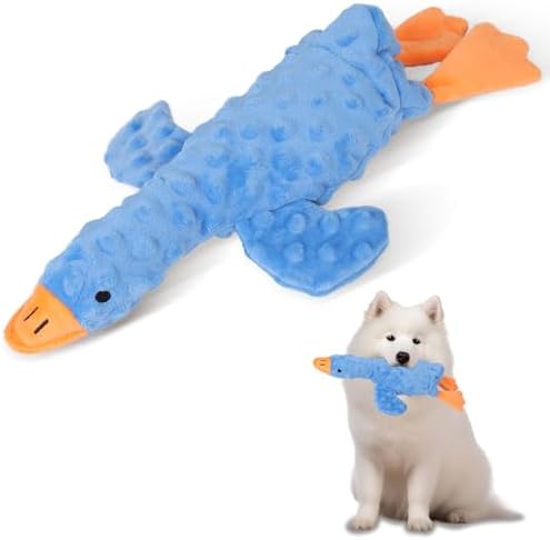 Stuffed Chew Large Dog Toys to Keep Them Busy, for Small, Medium, & Large Dogs, Squeaky Pet Toy for Boredom, Blue Goose