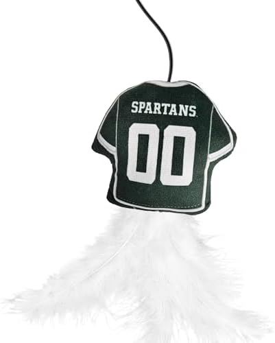 Pets First NCAA Michigan State Spartans Team Jersey Wand with CAT NIP, Cat Toy Jersey Shaped Plush Teaser Toy for Cats & Kittens - Interactive Pet Toy for Play & Exercise