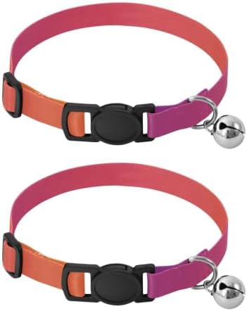 Purple Orange Gradient Dog Bell Collar 2 Pack Puppy Collar Adjustable Length 10.6" to 17.1"