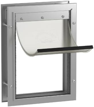 Hakuna Pets Deluxe Aluminum Pet, Cat & Dog Door with 2-Way Locking Panel for Screen, Wall & Door Installation up to 2.8" Thick, Medium, Silver