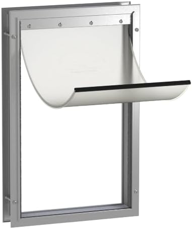 Hakuna Pets Deluxe Aluminum Pet, Cat and Dog Door with 2-Way Locking Panel for Screens, Doors and Walls up to 2.8" Thick, X-Large, Silver
