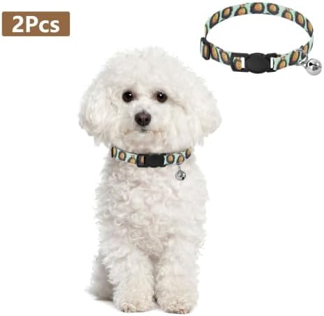 Cartoon Money Dollar Mint Cat Collars 2 Pack Soft Polyester Pet Collar Adjustable 10.6 to 17.1 Inches