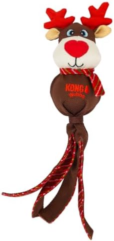 KONG Holiday Santa/Reindeer Large 2 Pack – Durable Interactive Tug & Toss Dog Toy