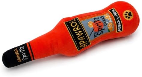 Dog Diggin Designs Apawrol Spritzer Plush Dog Toy | Luxury-Inspired Parody Drink Bottle Dog Toy with Squeaker, Soft Plush Novelty Dog Toy – Shaken, Not Stirred!