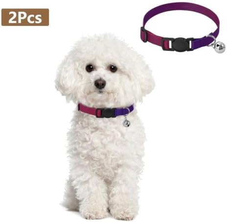 Gradient Blue to Red Pet Collar 2 Pack Collar for Puppy Adjustable 10.6 to 17.1 Inches