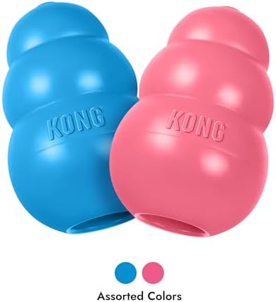 KONG Puppy Classic Toy – 2 Pack – Soft Natural Rubber for Teething, Enrichment, Crate Training & Chew Behavior Training (Medium)