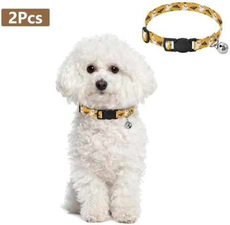 Cute Black Cats Small Dog Collar with Bell 2 Pack Kitten Collars Adjustable 10.6 to 17.1 Inches