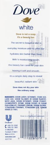 Dove Beauty Bar Soap Original for Soft,Smooth Skin,with 1/4 Moisturizing Cream 3.75 oz,(Pack of 16)