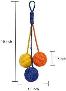 Cat Toy Sisal Ball Hanging Cat Toy Handmade Cat Rope Ball Chew Eco-Friendly Toy Pets Interactive Toy Cat Toys for Indoor Cats (Primary Color, 1pcs)