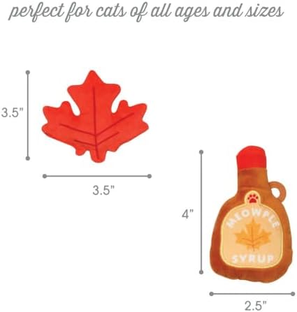 Pearhead Fall Maple Leaf and Syrup Cat Toys, Set of 2