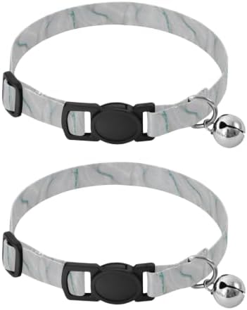 Marble Print Collar with Bell for Dog Puppy 2 Pack Kitten Collar Adjustable 10.6 to 17.1 Inches