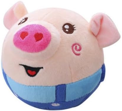 Interactive Dog Toys with Music, Active Moving Pet Plush Toy,Rechargeable Squeaky Dog Ball Toy with Talking Sound,Washable Cartoon Pig Plush Toy for Dogs (B)