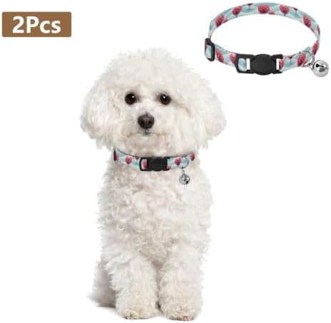 Heart Trees Lightweight Pet Collar for Cats and Dogs, 2 Pack Breakaway Cat Collars with Bell