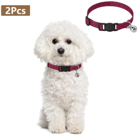 Deep Burgundy Adjustable Buckle Pet Collar 2 Pack Collar for Puppy