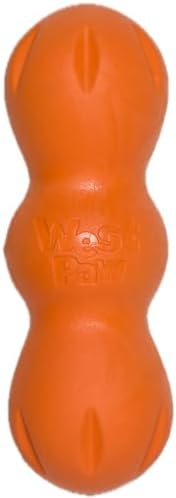 WEST PAW Zogoflex Rumpus Dog Chew Toy – Floatable Toy for Dogs, Aggressive Chewers – Puppy Chewing Toys for Catch, Fetch – Recyclable, Dishwasher-Safe, Medium 6.25", Tangerine