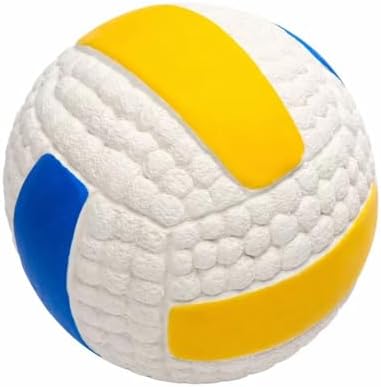 Squeaky Chew Dog Toys Interactive Sports Balls with Squeaker Soft Latex Rubber Bouncy Fetch Ball Toy (Soccer, Volleyball, Football, Tennis) for Puppy & Dog (Volleyball,Small)