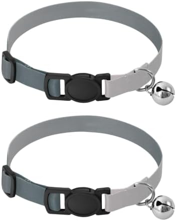 Grey Gradient Cat Bell Collar 2 Pack Pet Collar Adjustable 10.6 to 17.1 Inches