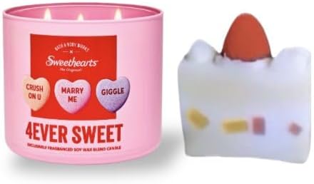 4EVER Sweet - White Barn-Bath/Body Work- 3-Wick Scented Candle 14.5 OZ Burns 25-45 Hours and Strawberry Cake soap (Label Artwork Varies)