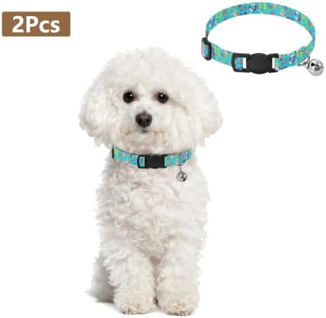2 Pack Pet Collar Colorful Flip Flops Puppy Collar with Bell, Adjustable Length 10.6" to 17.1"