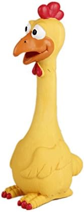Tamu style Rubber Chicken Dog Toy, 11-Inch Yellow Screaming Squeaky Toy